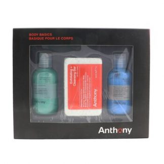 Anthony Body Basics Kit: Invigorating Rush Hair+Body Wash 100ml + Exfoliating + Cleansing Bar 198g + Blue Sea kelp Body Scrub 100ml  3pcs