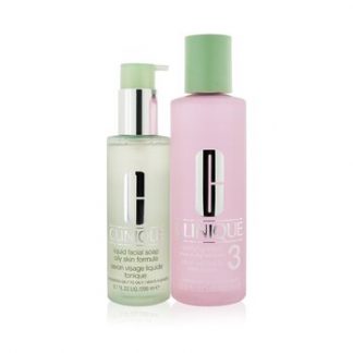 Clinique Cleansing + Exfoliation Set: Clarifying Lotion 3 400ml/13.5oz + Liquid Facial Soap Oily Skin Formula 200ml/6.7oz  2pcs