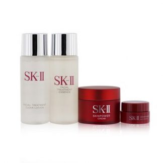 SK II Pitera Experience Kit 2: Clear Lotion 30ml + Facial Treatment Essence 30ml + Skinpower Cream 15g + Skinpower Eye Cream 2.5g  4pcs