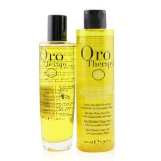 Fanola Oro Therapy 24k Golden Beauty Set (Limited Edition): Oro Puro Illuminating Fluid 100ml + Gold Beauty Micellar Water 200ml  2pcs