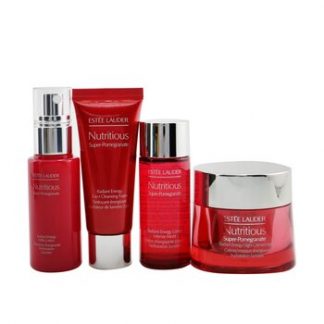 Estee Lauder Nutritious Super-Pomegranate Nourish All Night Set: Night Creme+ Milky Lotion+ Lotion Intense Moist+ Cleansing Form...  4pcs+2bags