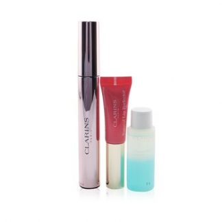 Clarins Wonder Perfect Mascara 4D Look Set: Mascara 8ml + Instant Eye Make Up Remover 10ml + Lip Protector 5ml  3pcs