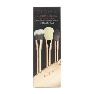 Sigma Beauty Bloom + Glow Brush Set (3x Rose Gold Brush, 1x Bag)  3pcs