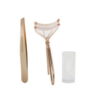 Tweezerman Rose Gold Slant Tweezer & Classic Lash Curler Gift Set  2pcs