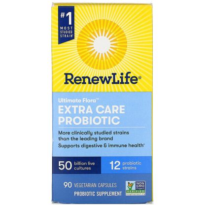 Renew Life, Ultimate Flora, Extra Care Probiotic, 50 Billion Live Cultures, 90 Vegetarian Capsules