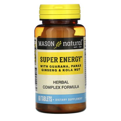 Mason Natural, Super Energy with Guarana, Panax Ginseng & Kola Nut, 60 Tablets