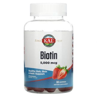 KAL, Biotin, Strawberry, 2,500 mcg, 60 Gummies