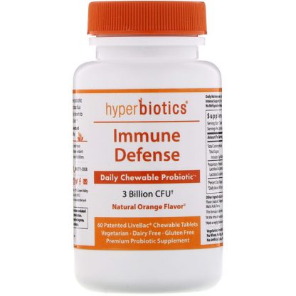 Hyperbiotics, Immune Defense, Natural Orange, 3 Billion CFU, 60 Chewable Tablets