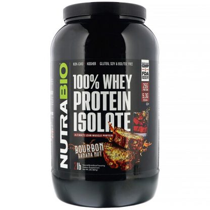 NutraBio Labs, 100% Whey Protein Isolate, Bourbon Banana Nut, 2 lb (907 g)