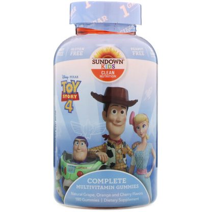 Sundown Naturals Kids, Complete Multivitamin Gummies, Toy Story 4, Natural Grape, Orange & Cherry Flavors, 180 Gummies