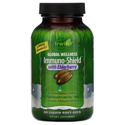 Irwin Naturals, Global Wellness Immuno-shield with Elderberry, 60 Liquid Soft-Gels