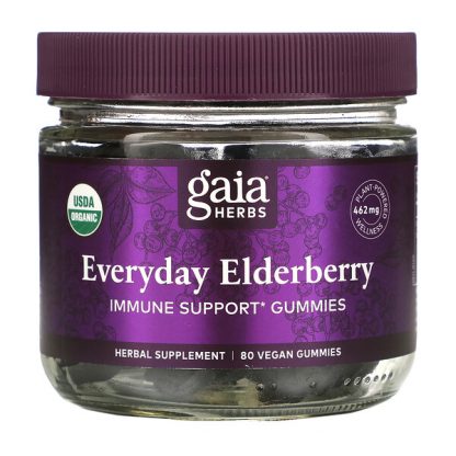 Gaia Herbs, Everyday Elderberry Immune Support Gummies, 80 Vegan Gummies