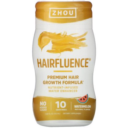 Zhou Nutrition, Hairfluence, Nutrient-Infused Water Enhancer, Watermelon, 1.69 fl oz (50 ml)