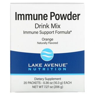 Lake Avenue Nutrition, Immune Powder Drink Mix, Orange, 20 Packets, 0.36 oz (10.3 g) Each