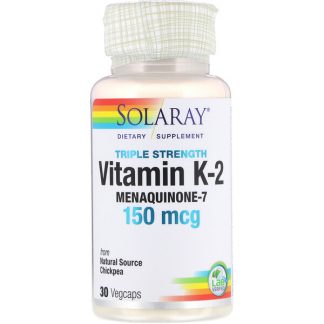 Solaray, Triple Strength Vitamin K-2 Menaquinone-7, 150 mcg, 30 VegCaps