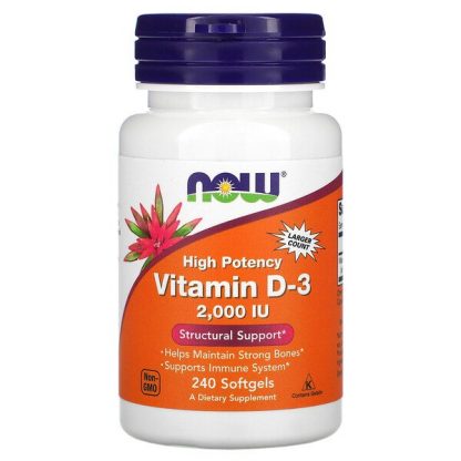 NOW Foods, Vitamin D-3 , 50 mcg (2,000 IU), 240 Softgels