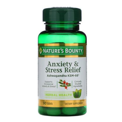 Nature's Bounty, Anxiety & Stress Relief, Ashwagandha KSM-66, 50 Tablets