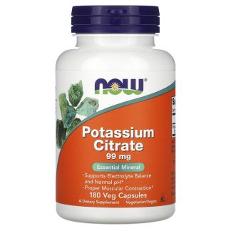 NOW Foods, Potassium Citrate, 99 mg, 180 Veg Capsules