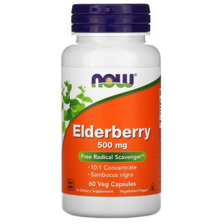 NOW Foods, Elderberry, 500 mg, 60 Veg Capsules