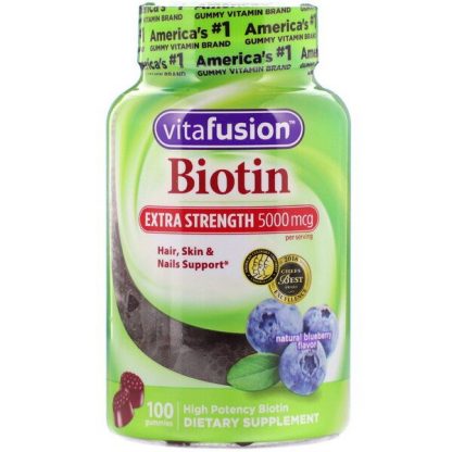 VitaFusion, Extra Strength Biotin, Natural Blueberry Flavor, 2,500 mcg, 100 Gummies