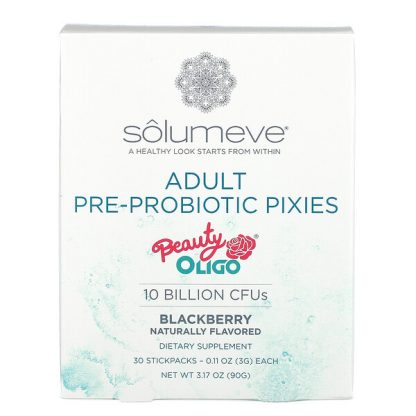 Solumeve, Adult Pre-Probiotic Pixies, Blackberry Flavor, 10 Billion CFUs, 30 Stickpacks, 0.11 oz (3 g) Each