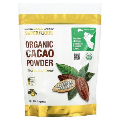 California Gold Nutrition, SUPERFOODS - Organic Cacao Powder, 8.5 oz (240 g)