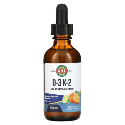 KAL, D-3 K-2 Drop Ins, Natural Citrus , 2 fl oz (59 ml)