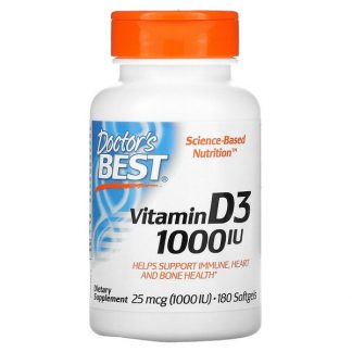 Doctor's Best, Vitamin D3, 25 mcg (1,000 IU), 180 Softgels