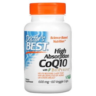 Doctor's Best, High Absorption CoQ10 with BioPerine, 600 mg, 60 Veggie Caps