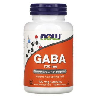 NOW Foods, GABA with Vitamin B-6, 750 mg, 100 Veg Capsules