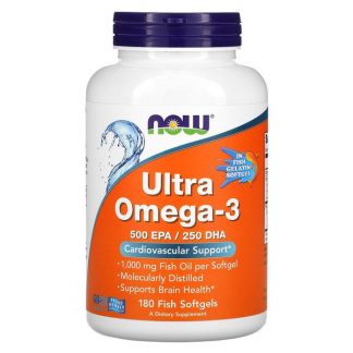 NOW Foods, Ultra Omega-3, 500 EPA / 250 DHA, 180 Fish Softgels