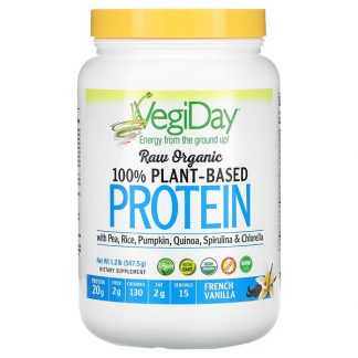 Natural Factors, Raw Organic 100% Plant-Based Protein, French Vanilla, 1.2 lb (547.5 g)