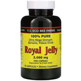 Y.S. Eco Bee Farms, Royal Jelly, 100% Pure, 2,000 mg, 75 Capsules