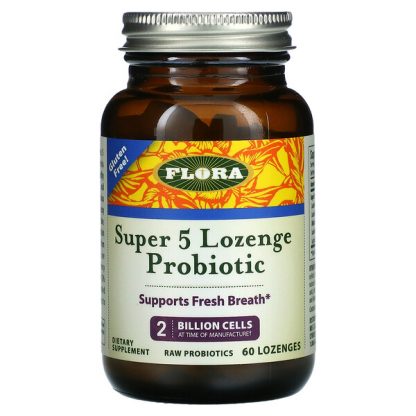 Flora, Super 5 Lozenge Probiotic, Raspberry, 2 Billion Cells, 60 Lozenges