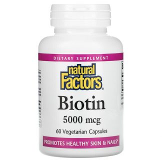 Natural Factors, Biotin, 5,000 mcg, 60 Vegetarian Capsules