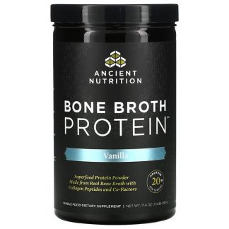 Dr. Axe / Ancient Nutrition, Bone Broth Protein, Vanilla, 17.4 oz (492 g)