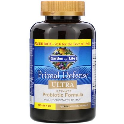 Garden of Life, Primal Defense, Ultra, Ultimate Probiotic Formula, 216 UltraZorbe Vegetarian Capsules