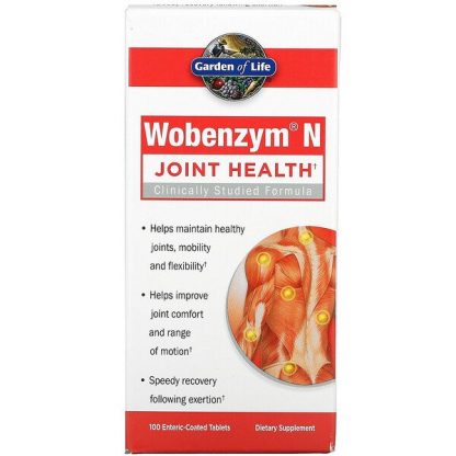 Garden of Life, Wobenzym N, Joint Health, 100 Enteric-Coated Tablets