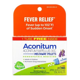 Boiron, Aconitum, Fever Relief, Meltaway Pellets, 30C, 3 Tubes, 80 Pellets Each