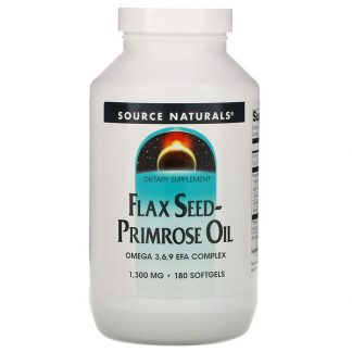 Source Naturals, Flax Seed-Primrose Oil, 1,300 mg, 180 Softgels