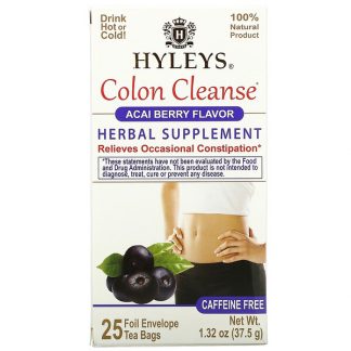 Hyleys Tea, Colon Cleanse, Acai Berry, Caffeine Free, 25 Foil Envelop Tea Bags, 0.05 oz (1.5 g) Each