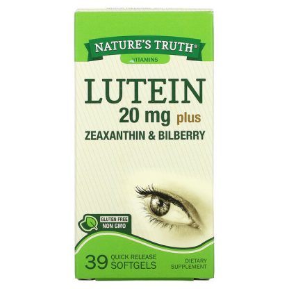 Nature's Truth, Lutein plus Zeaxanthin & Bilberry, 20 mg , 39 Quick Release Softgels