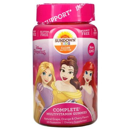 Sundown Naturals Kids, Complete Multivitamin Gummies, Disney Princess, Natural Grape, Orange & Cherry Flavors, 60 Gummies