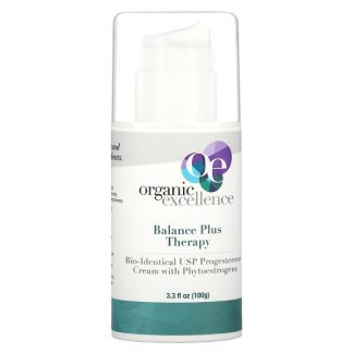 Organic Excellence, Balance Plus Therapy, Bio-Identical USP Progesterone Cream with Phytoestrogens, 3.3 fl oz (100 g)