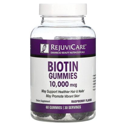 Rejuvicare, Biotin Gummies, Raspberry, 10,000 mcg, 60 Gummies