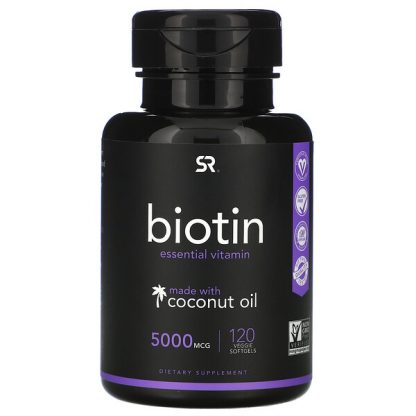 Sports Research, Biotin with Coconut Oil, 5,000 mcg, 120 Veggie Softgels