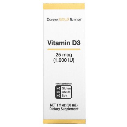 California Gold Nutrition, Vitamin D3 Liquid, 25 mcg (1,000 IU), 1 fl oz (30 ml)