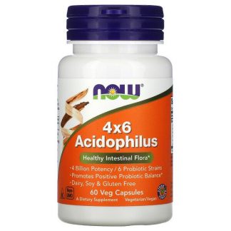 NOW Foods, 4x6 Acidophilus, 60 Veg Capsules