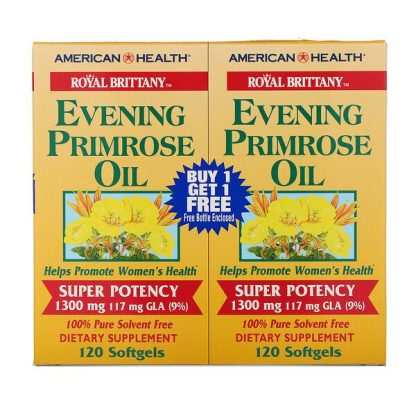 American Health, Royal Brittany, Evening Primrose Oil, 1300 mg, 2 Bottles, 120 Softgels Each