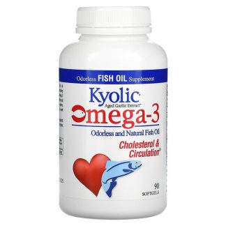 Kyolic, Aged Garlic Extract, Omega-3, Cholesterol & Circulation, 90 Softgels